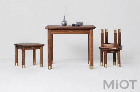 Набір меблів Xiaomi Tongshifu Small Walnut Wood Series Black Walnut (стіл + 2 табурета)